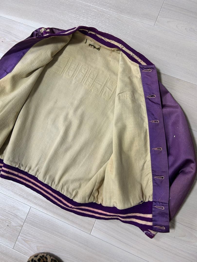 50's サテンボタスタ　スタジャン　ボロ