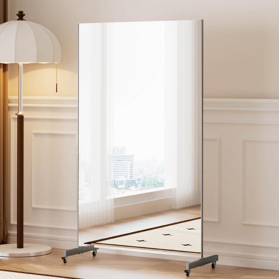 新品＊フィルムミラー 割れない鏡 全身鏡 幅100×高さ160cmキャスター付銀