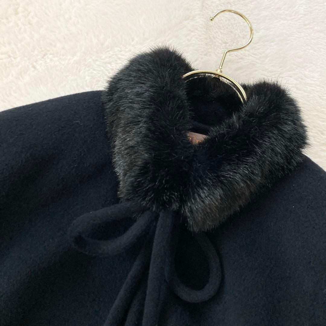 アンゴラ100% ウールポンチョ　マントコート　ケープ　M 美品