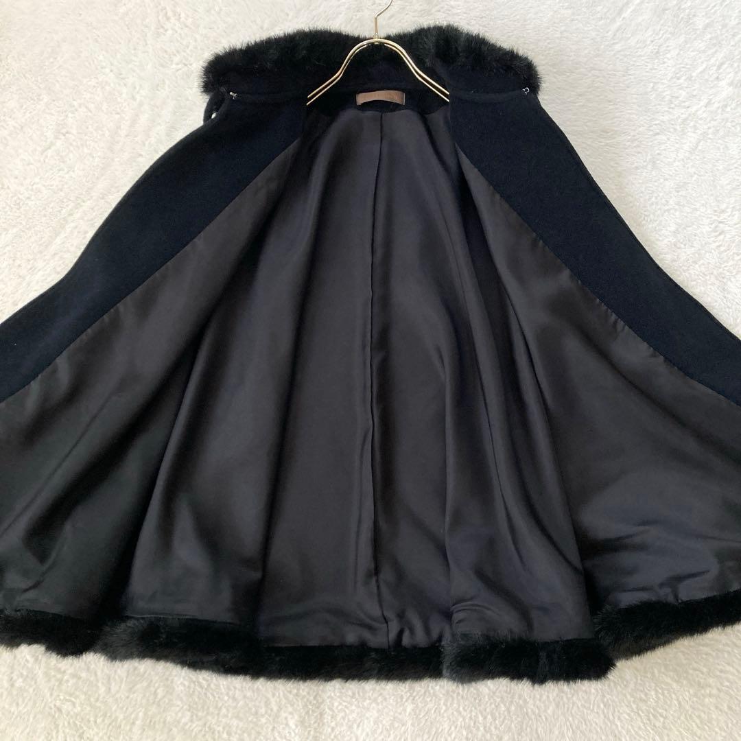 アンゴラ100% ウールポンチョ　マントコート　ケープ　M 美品