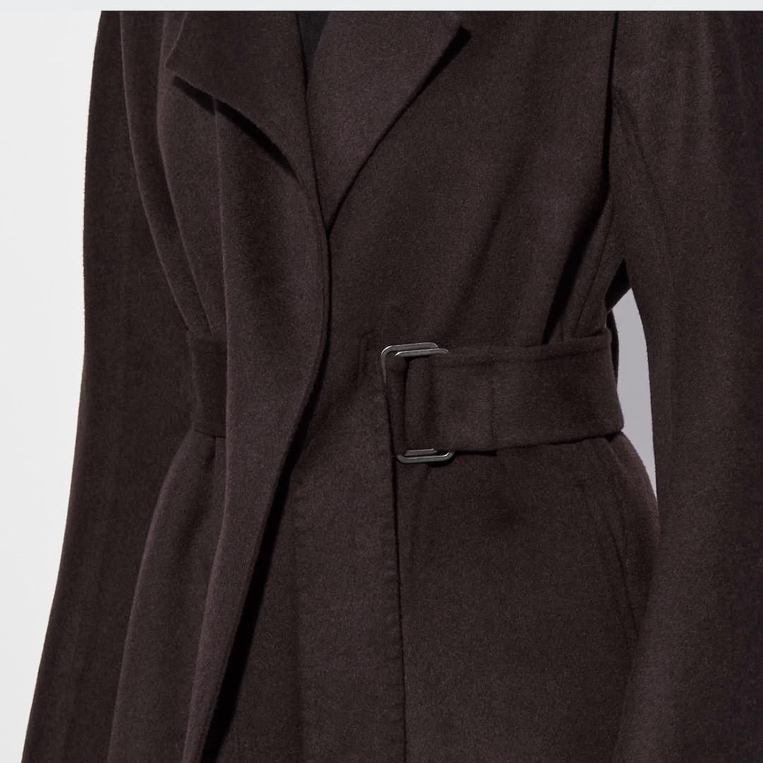 Uniqlo　＋J　カシミヤブレンド　ラップロングコート　ブラック　L