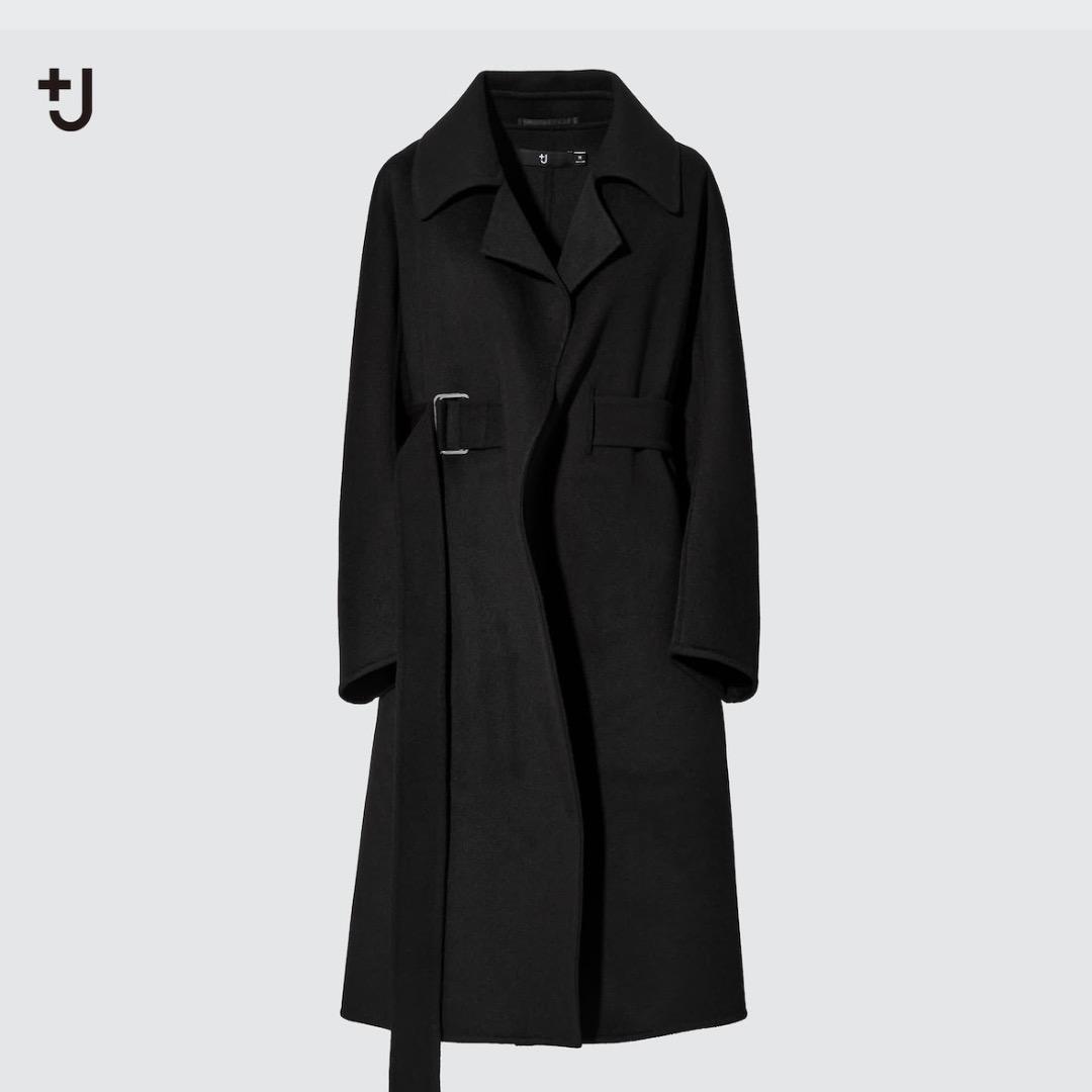 Uniqlo　＋J　カシミヤブレンド　ラップロングコート　ブラック　L