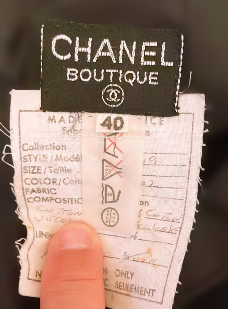 【ほぼ未使用美品】CHANEL　ビンテージ　タイトスカート 黒＋白パイピング