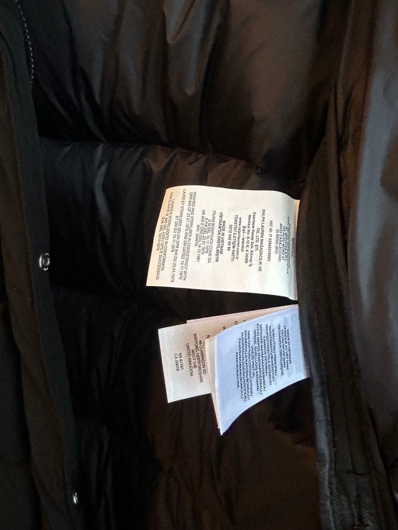 Polo Ralph Lauren 黒 ロングダウンベスト フード付き