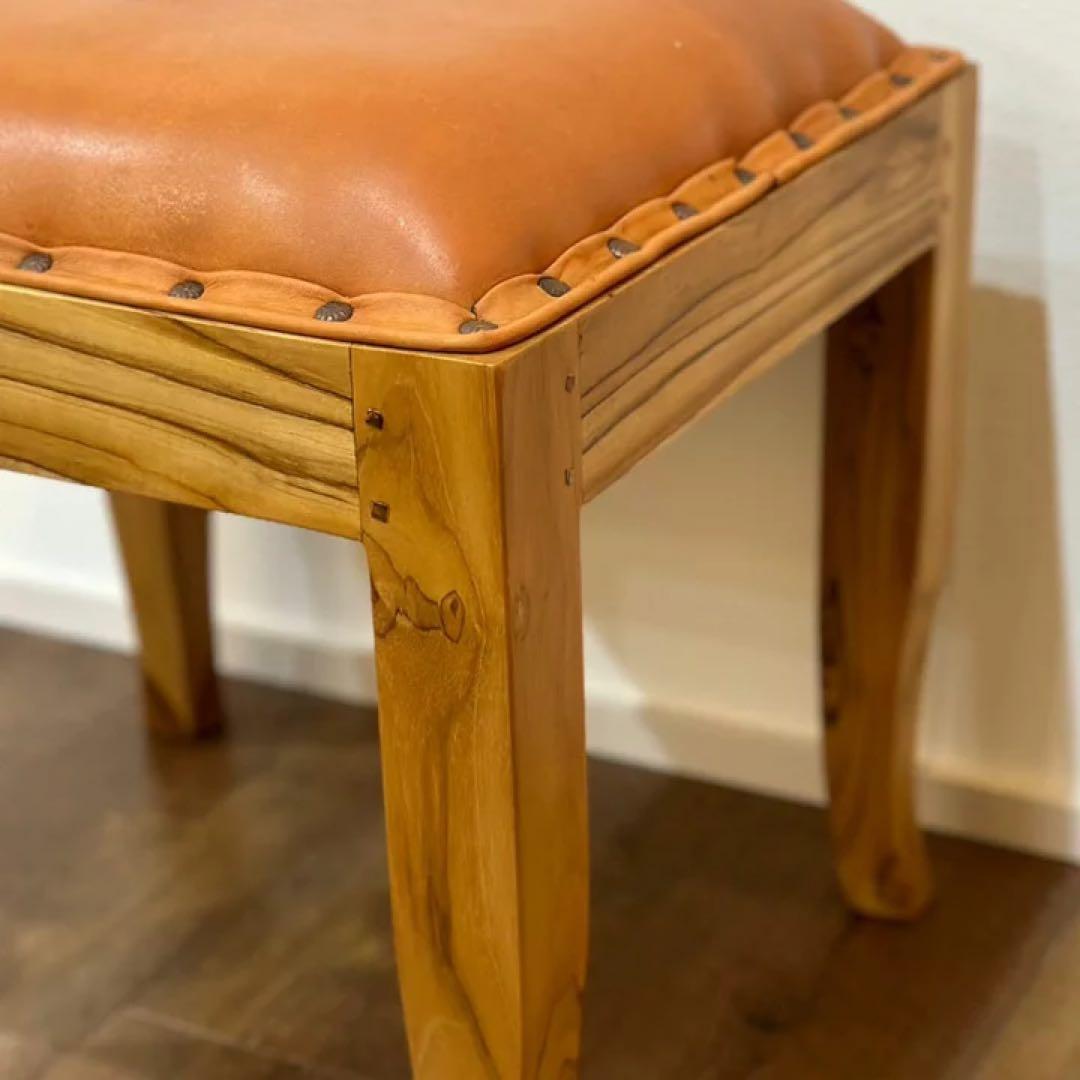 【訳あり】バリ島チーク×レザースツール　座面高実質43cm 通常27,500円が