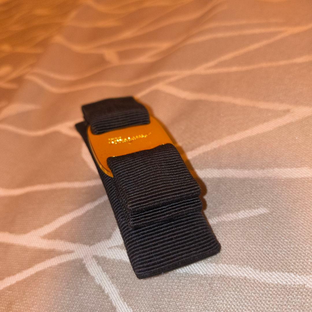 美品 サルヴァトーレフェラガモ リボン バレッタ ダークブラウン ヴァラ