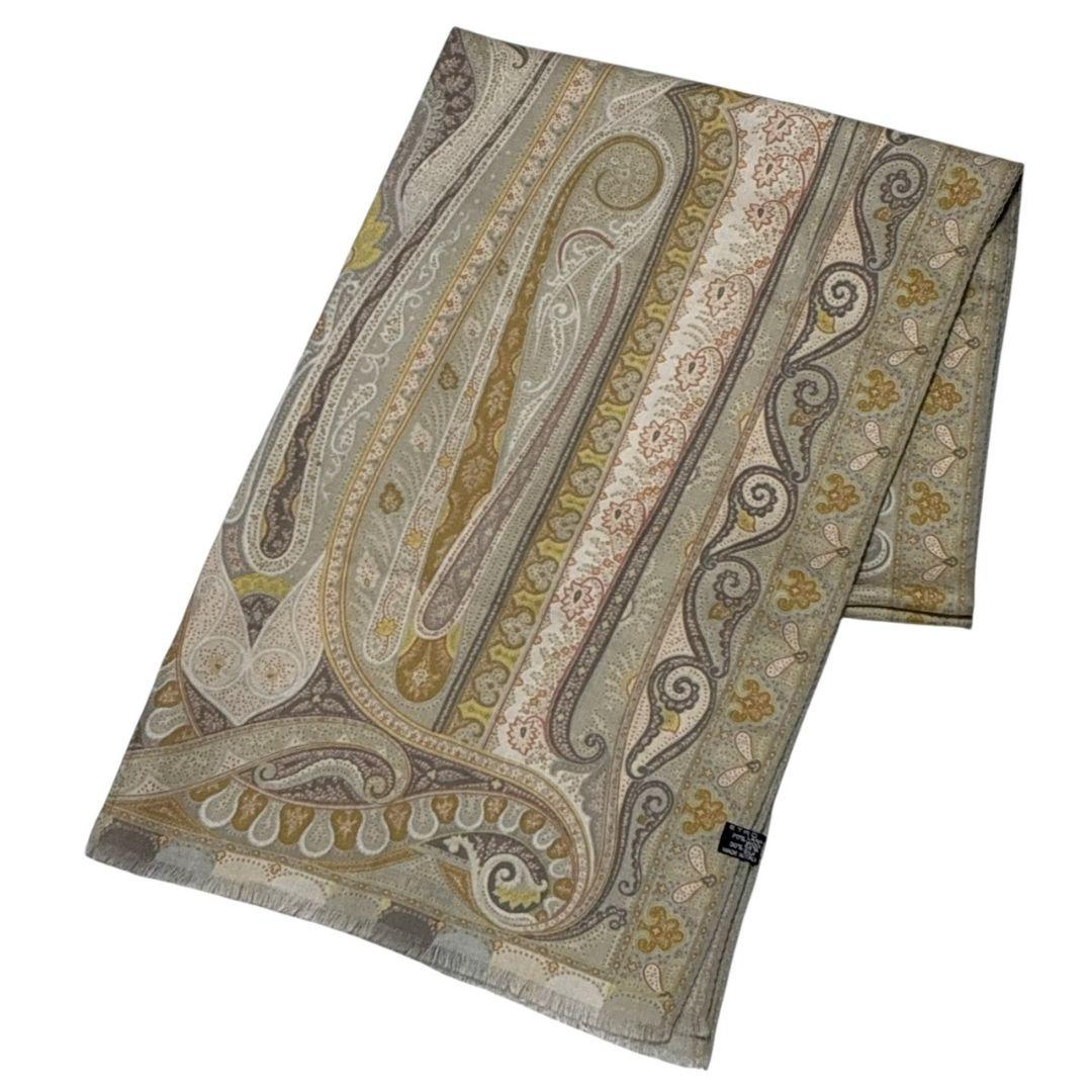 極美品★ETRO エトロ シルク混 イタリア ペイズリー 大判ストール スカーフ