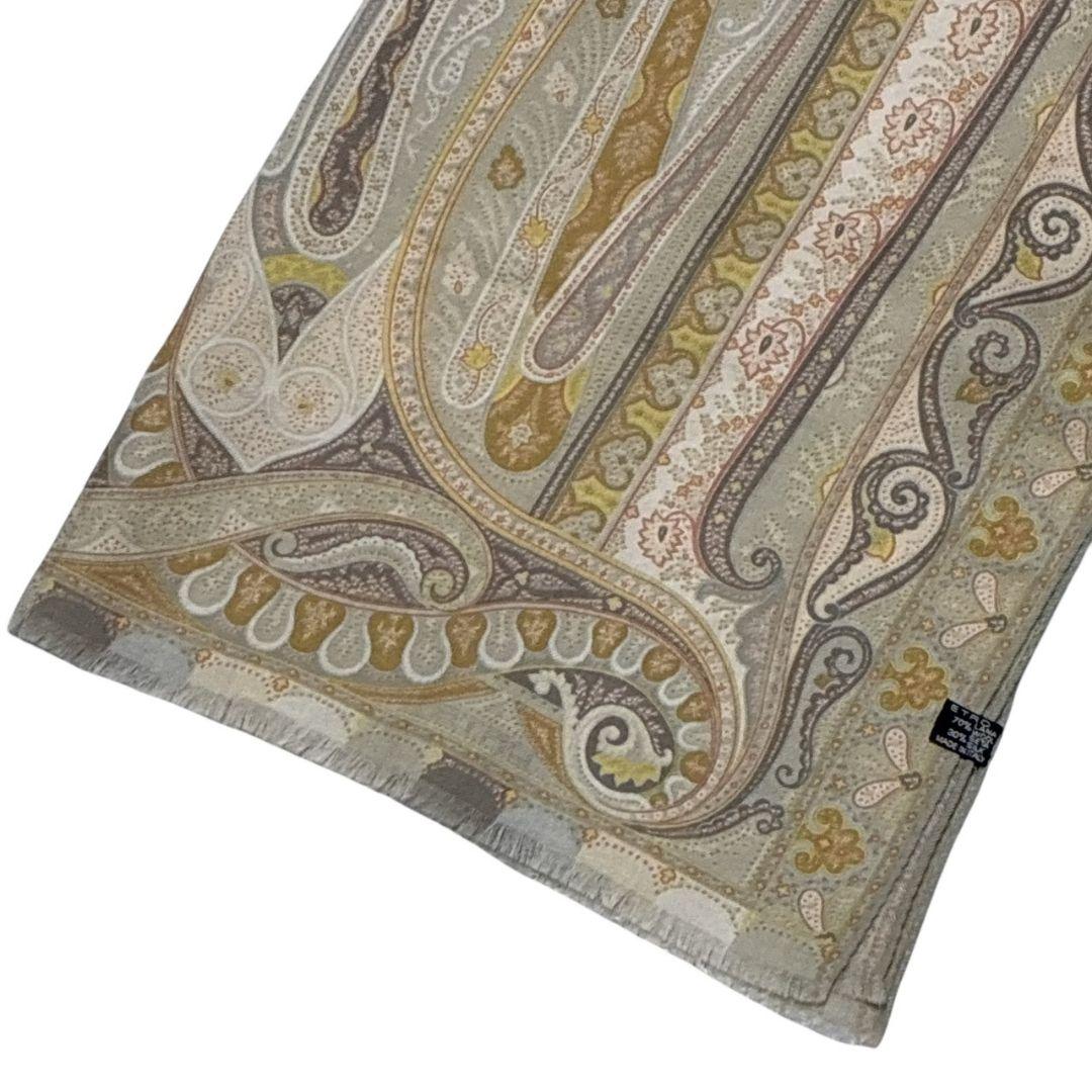 極美品★ETRO エトロ シルク混 イタリア ペイズリー 大判ストール スカーフ