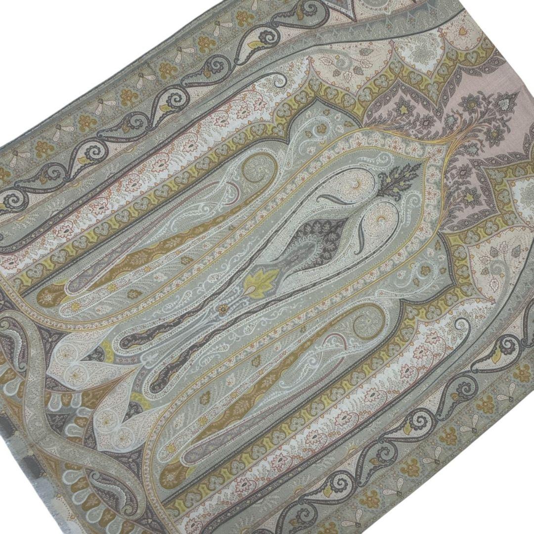 極美品★ETRO エトロ シルク混 イタリア ペイズリー 大判ストール スカーフ