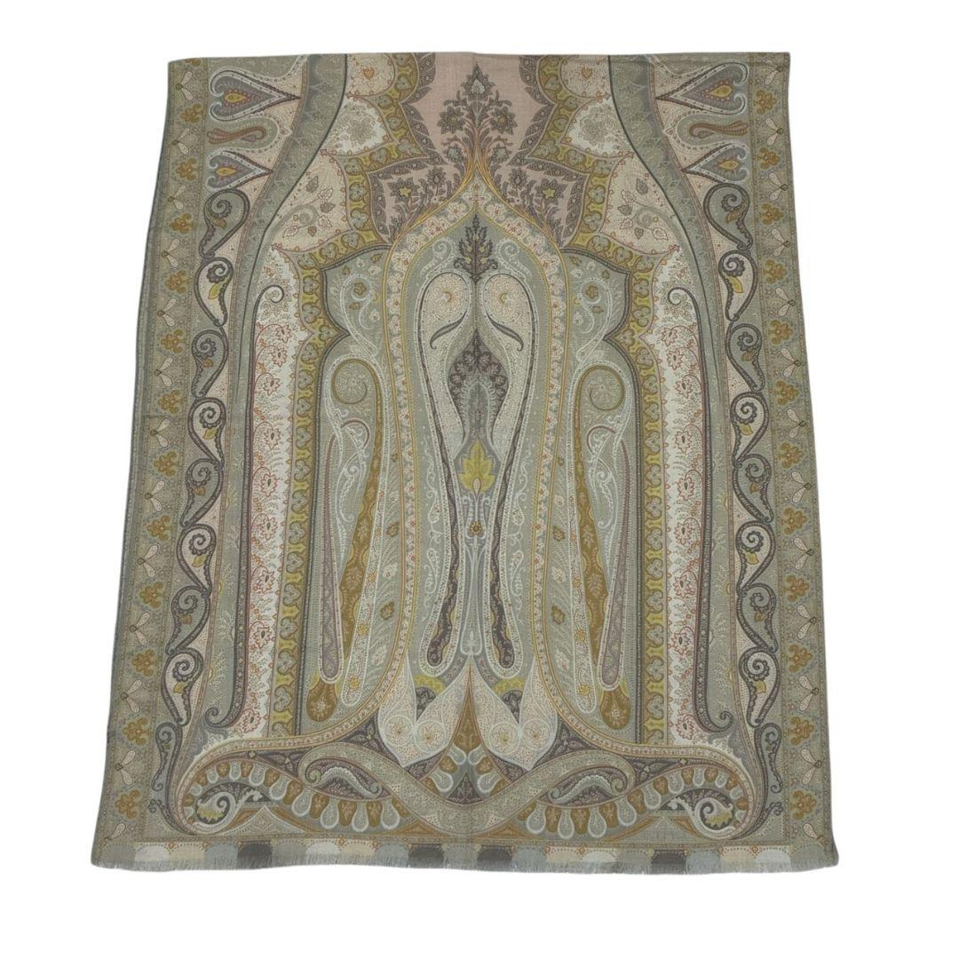 極美品★ETRO エトロ シルク混 イタリア ペイズリー 大判ストール スカーフ