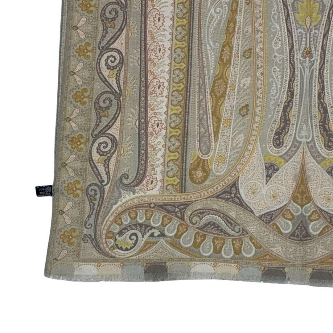 極美品★ETRO エトロ シルク混 イタリア ペイズリー 大判ストール スカーフ