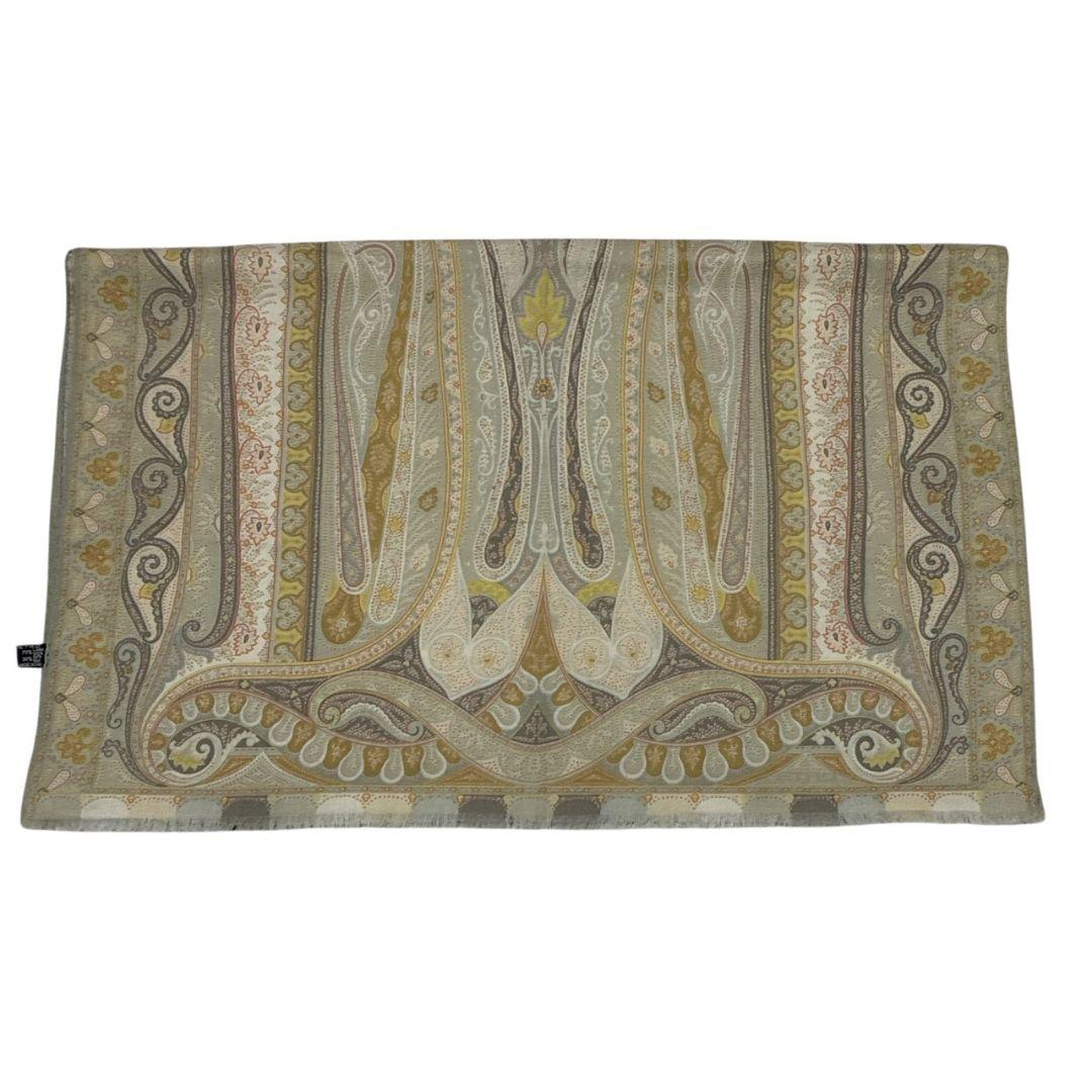 極美品★ETRO エトロ シルク混 イタリア ペイズリー 大判ストール スカーフ