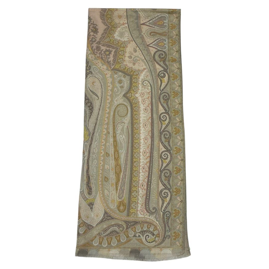 極美品★ETRO エトロ シルク混 イタリア ペイズリー 大判ストール スカーフ