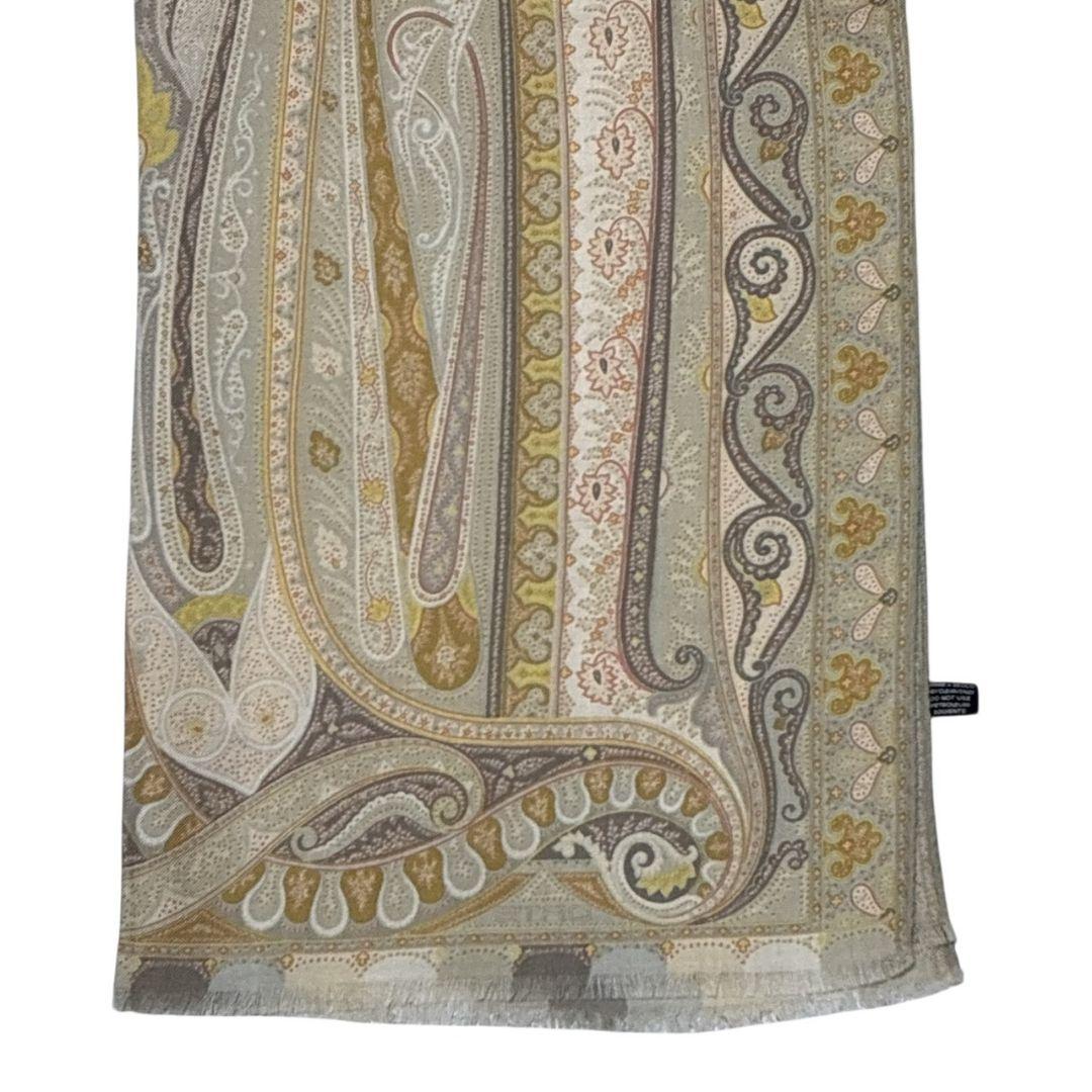 極美品★ETRO エトロ シルク混 イタリア ペイズリー 大判ストール スカーフ