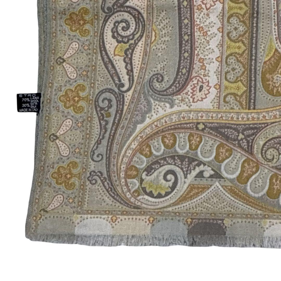 極美品★ETRO エトロ シルク混 イタリア ペイズリー 大判ストール スカーフ