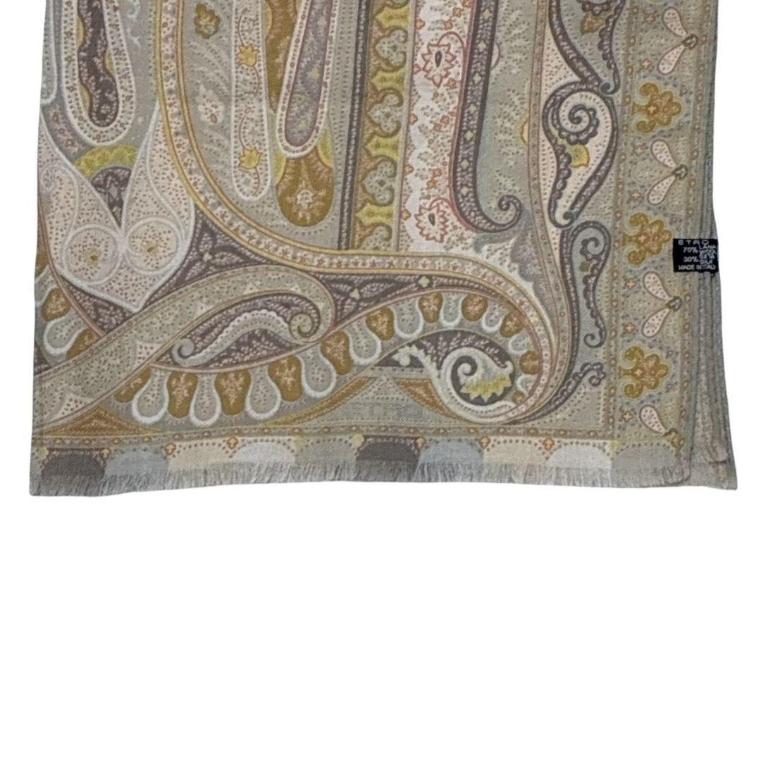 極美品★ETRO エトロ シルク混 イタリア ペイズリー 大判ストール スカーフ