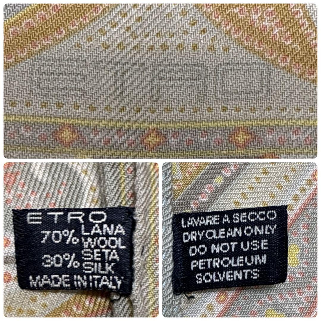 極美品★ETRO エトロ シルク混 イタリア ペイズリー 大判ストール スカーフ