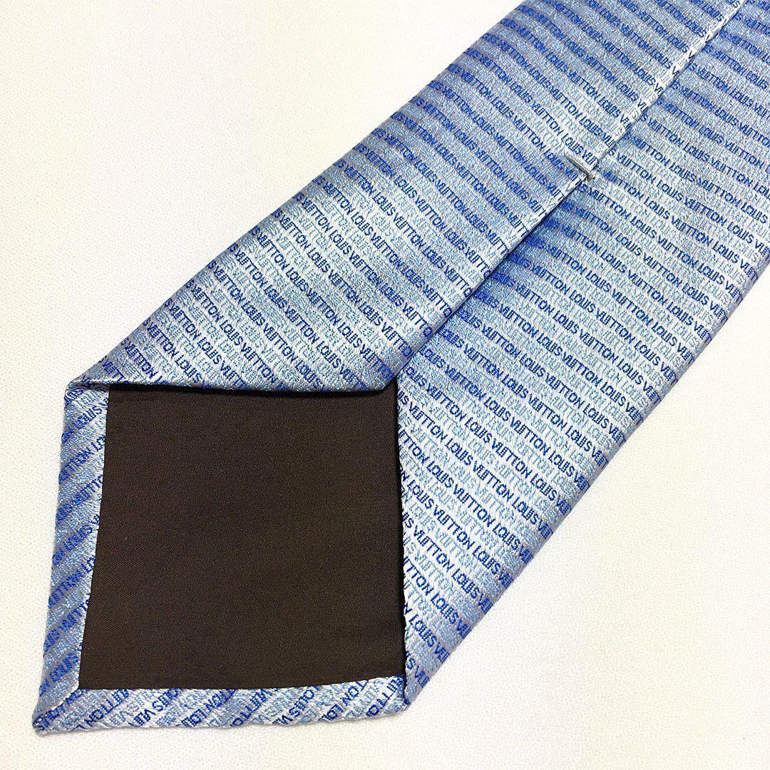 未使用級 ルイヴィトン Louis Vuitton ネクタイ ライトブルー 総柄