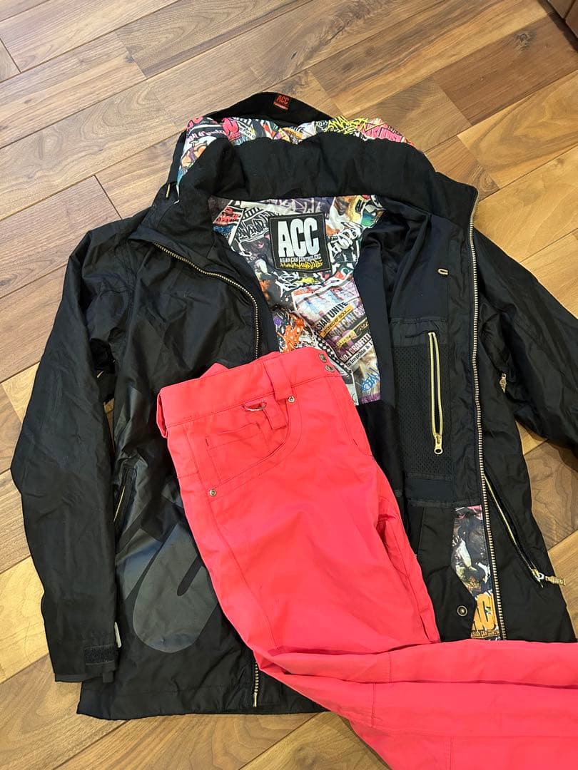 スノボウェア 上下セット メンズ ACC 黒 ピンク 派手 オシャレ