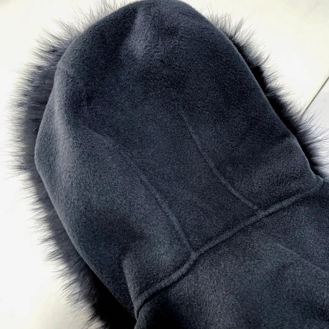 C*ん様 グレースコンチネンタル　リバー FOXポンチョ フード付 ウールコート