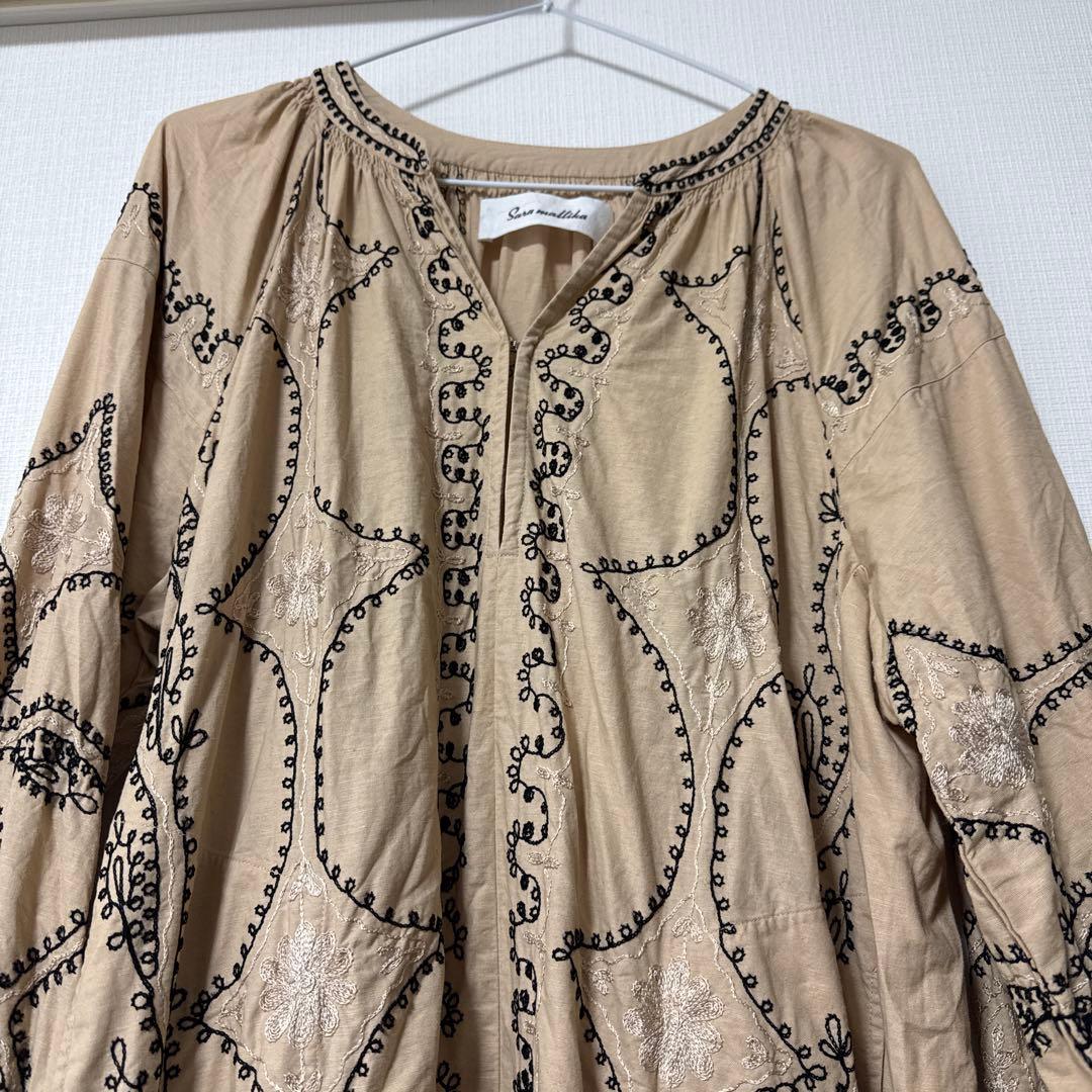 1回着用 Sara mallika コットンリネンワンピース Sサイズ