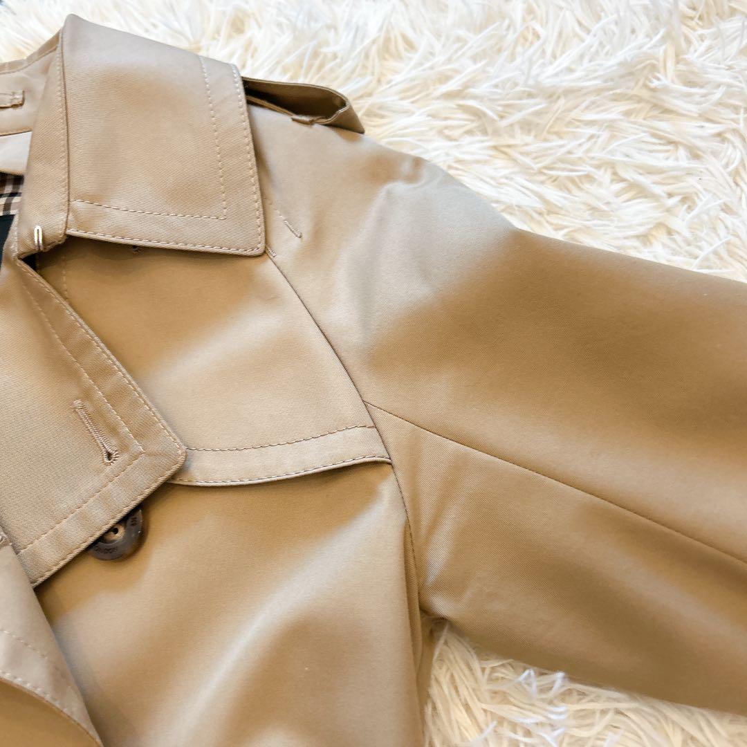 【極美品】アクアスキュータム　ライナー付トレンチコート　チェック ベージュ　４