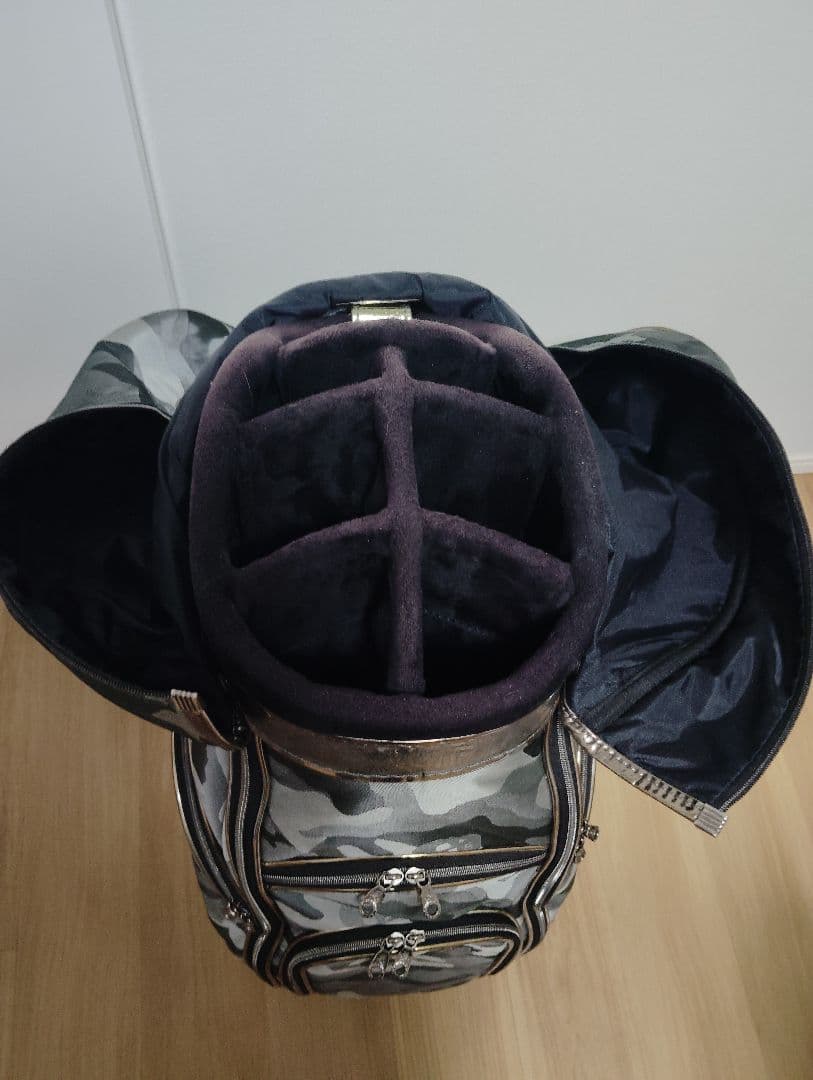 マーク&ロナ　キャディバッグ&カバーセット　カモフラ柄　カーキグレー7口