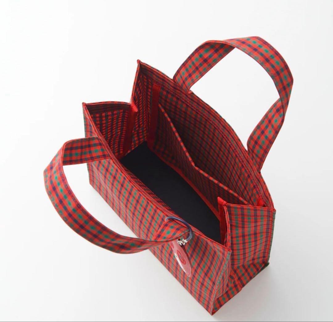 familiar ファミリア トートバッグ 赤 ギンガムチェック チェック 小