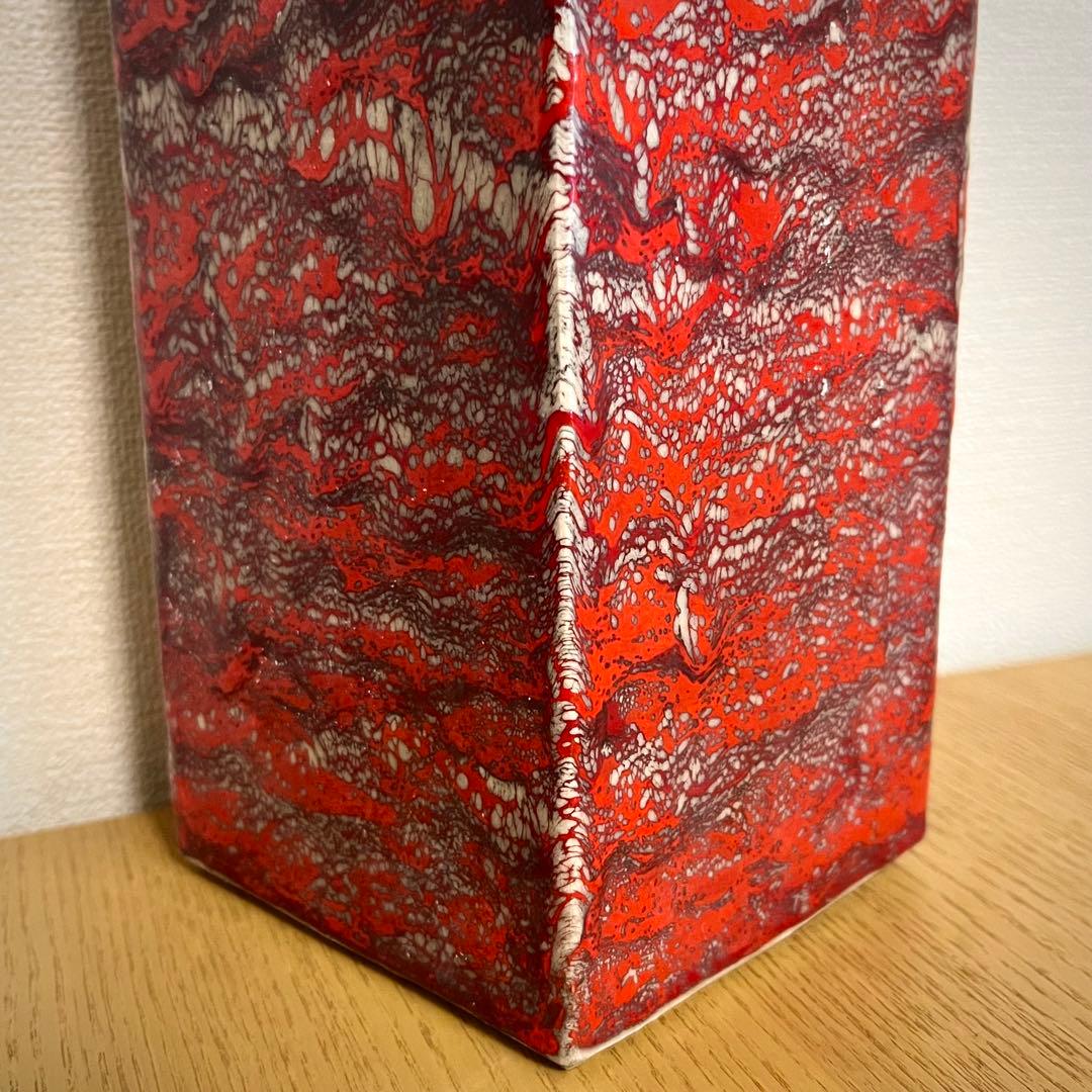 箕面焼 松田箕山 双耳 四方花瓶