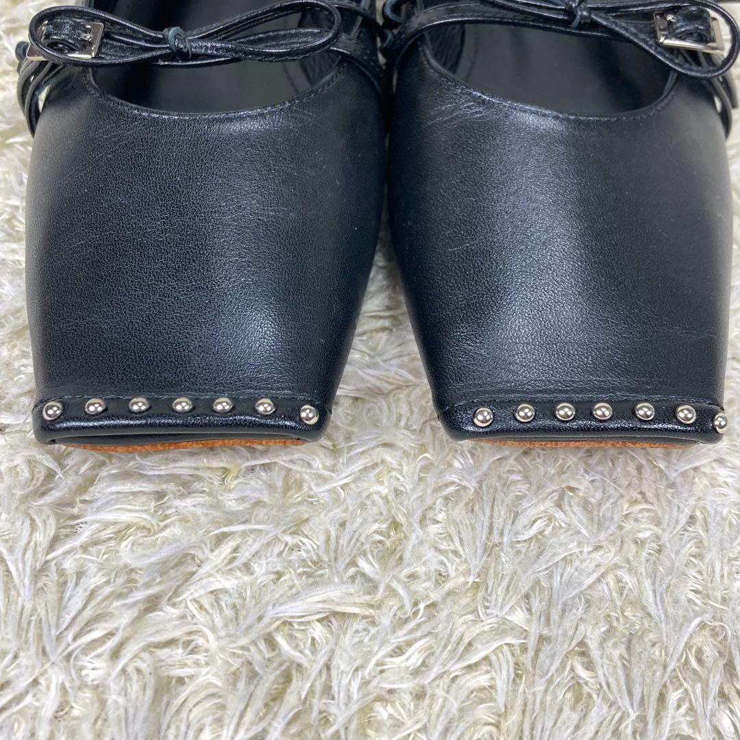 『未使用級』CHEMBUR メリージェーン パンプス スクエア スタッズ リボン