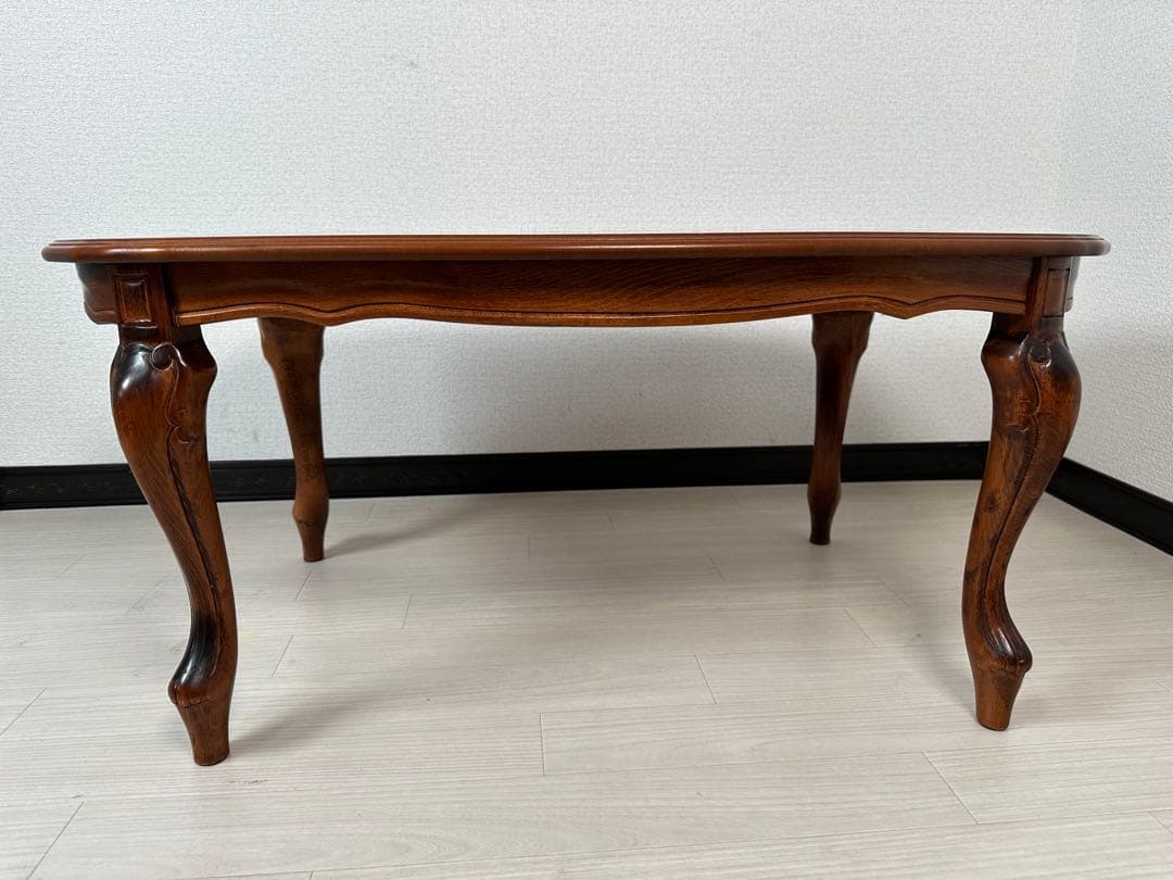 イタリア アンティーク 象嵌細工 センターテーブル 猫脚 彫刻 ※i4※