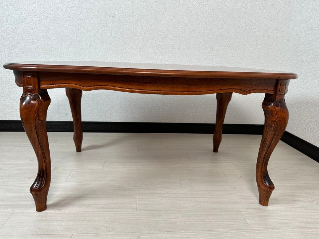 イタリア アンティーク 象嵌細工 センターテーブル 猫脚 彫刻 ※i4※