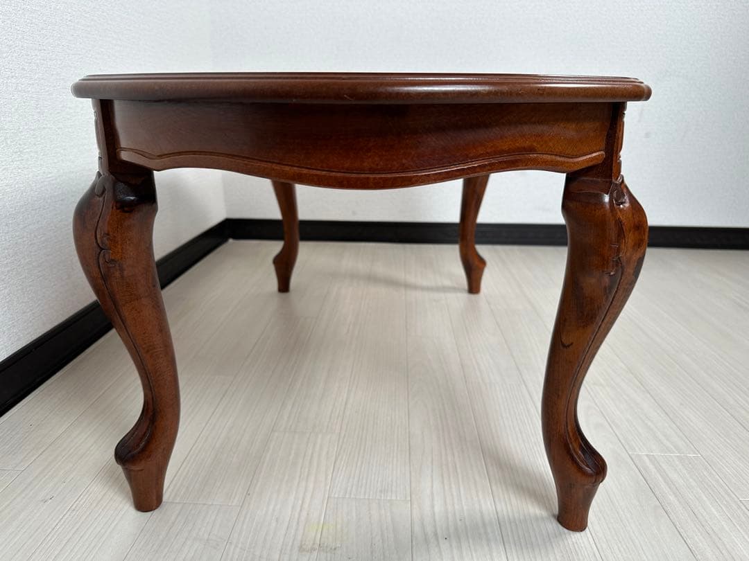 イタリア アンティーク 象嵌細工 センターテーブル 猫脚 彫刻 ※i4※