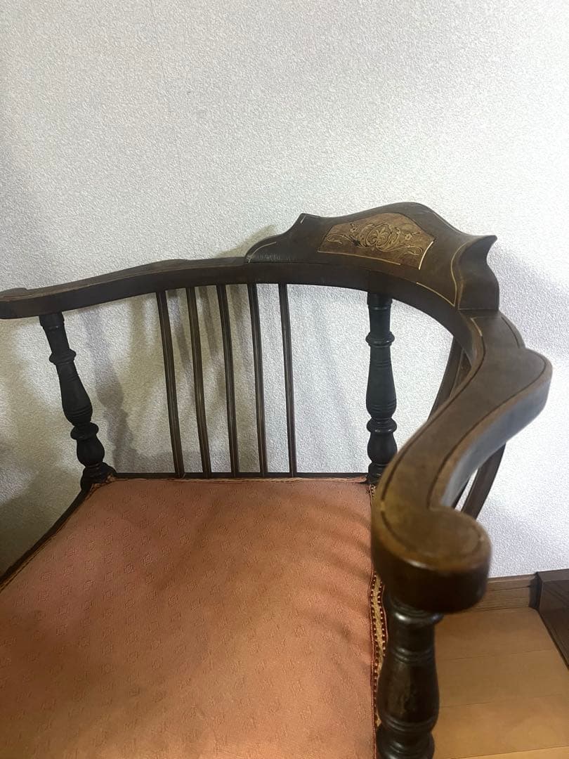 お値下げ中　英国　イギリス　アンティーク椅子　象嵌　コーナー木製コーナーチェア