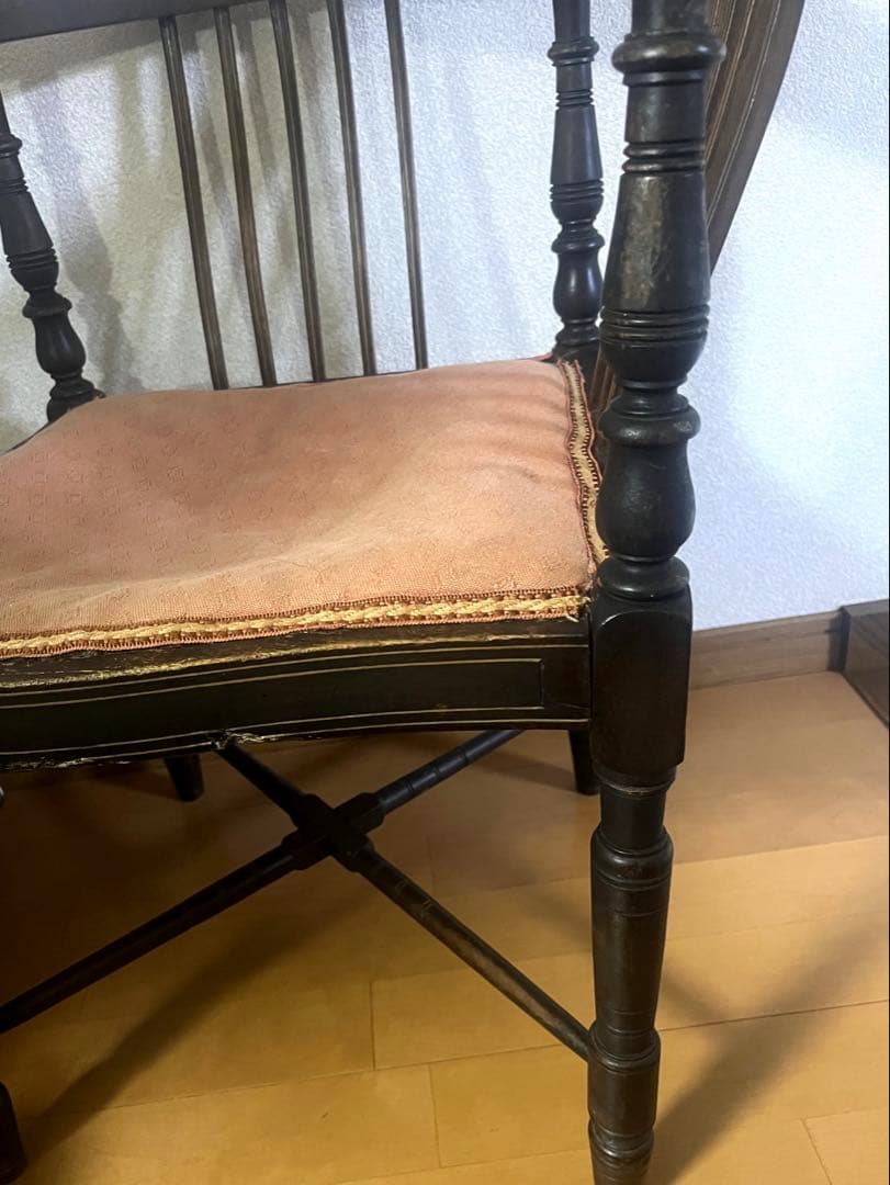 お値下げ中　英国　イギリス　アンティーク椅子　象嵌　コーナー木製コーナーチェア