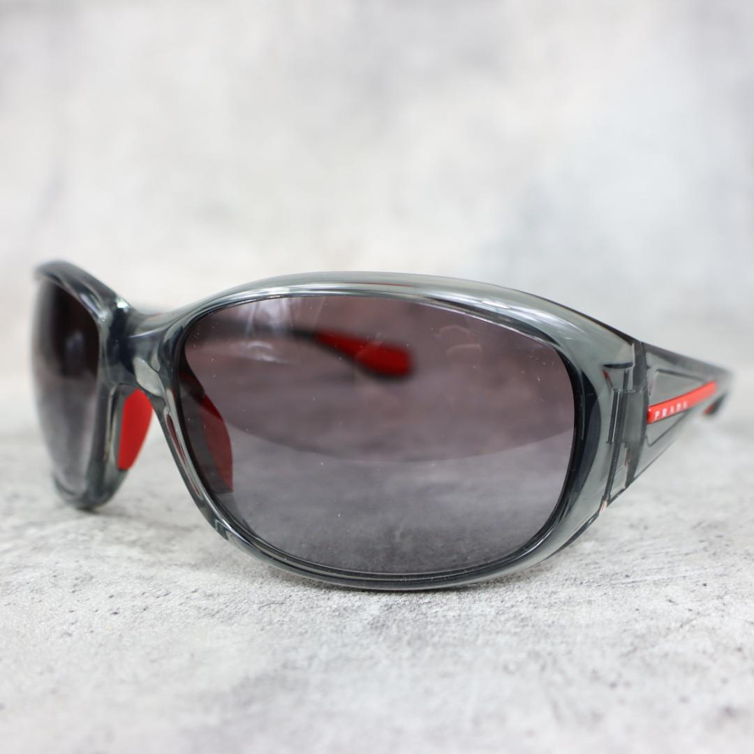 PRADA SPORT プラダスポーツ サングラス グレー×レッド ケース付き
