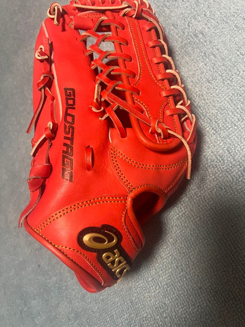 ASICS ゴールドステージ 軟式グローブ 左利き　外野手用　レッド