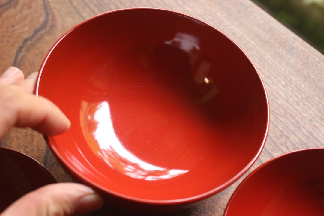 デッドストック！極上朱漆の美しい輪島塗の四つ椀（検漆器漆椀懐石四つ組椀茶道具