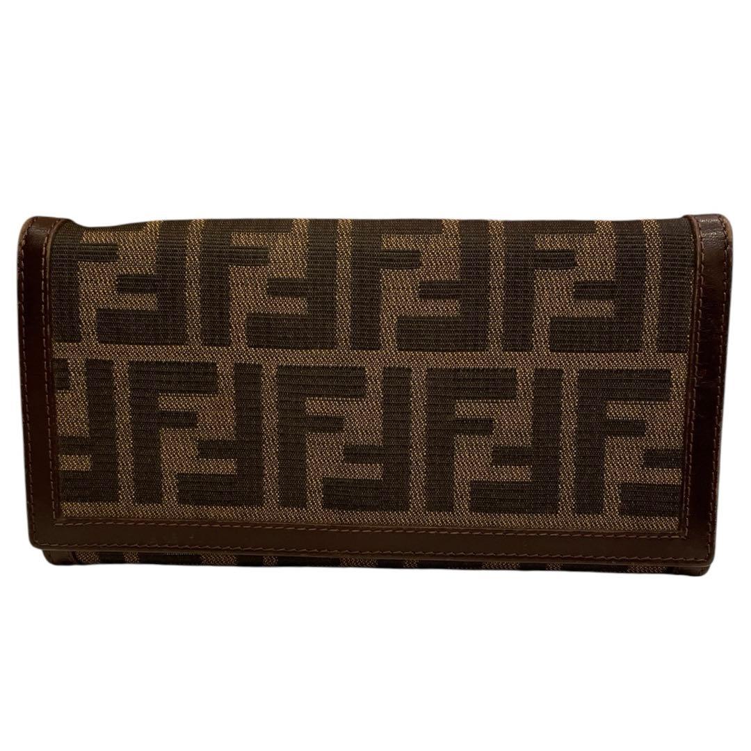 【極美品】 FENDI フェンディ ズッカ FF 長財布 キャンバス レザー