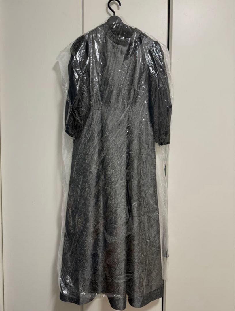 【オケージョン対応】シアーランタンスリーブふくれジャカードドレス パーティドレス