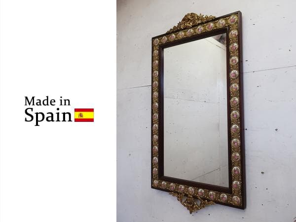 展示品■スペイン製■40万■最高級■ウォールミラー/壁掛■カメオ■真鍮■ロココ■