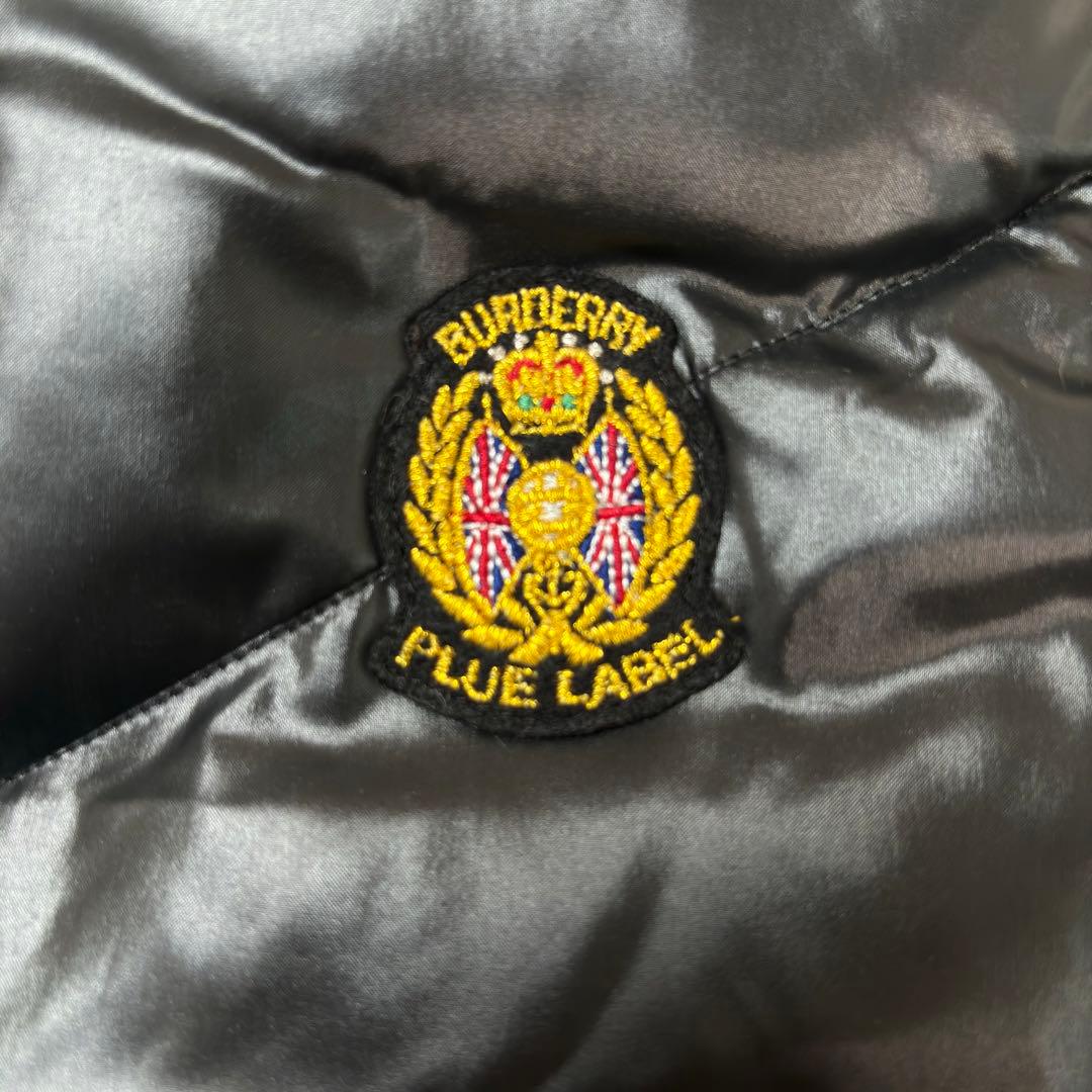 BURBERRY ラビットファー　ワッペン　ダウンベスト　黒