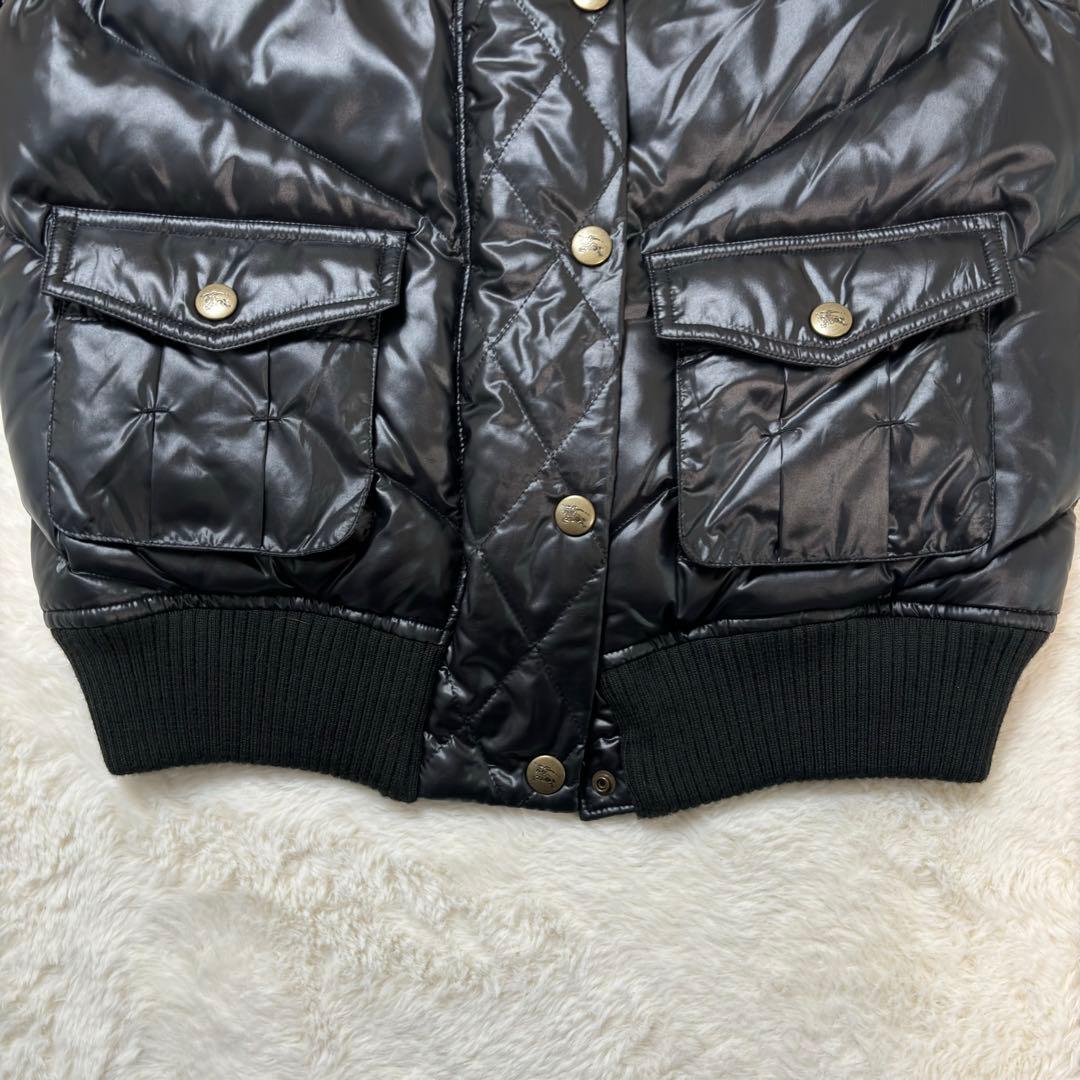 BURBERRY ラビットファー　ワッペン　ダウンベスト　黒