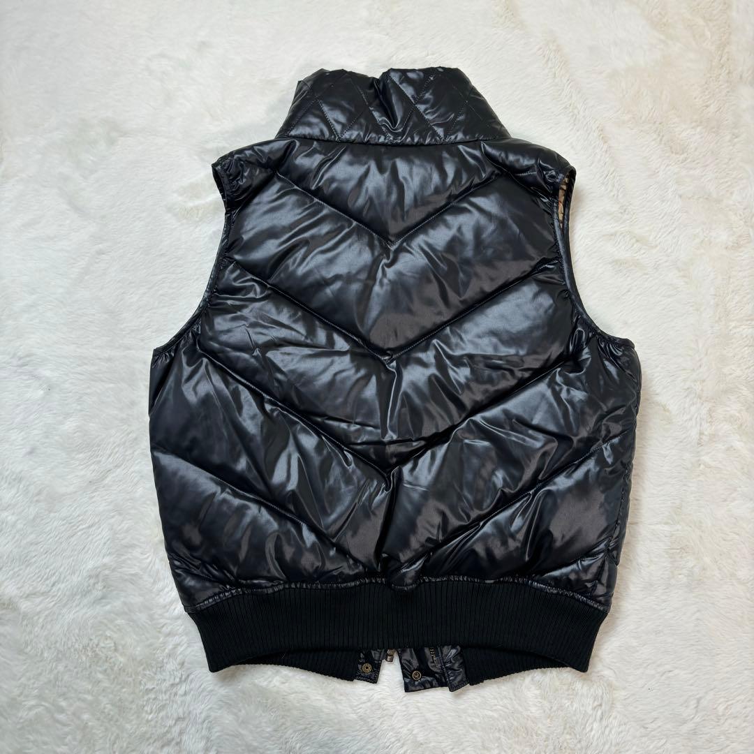 BURBERRY ラビットファー　ワッペン　ダウンベスト　黒