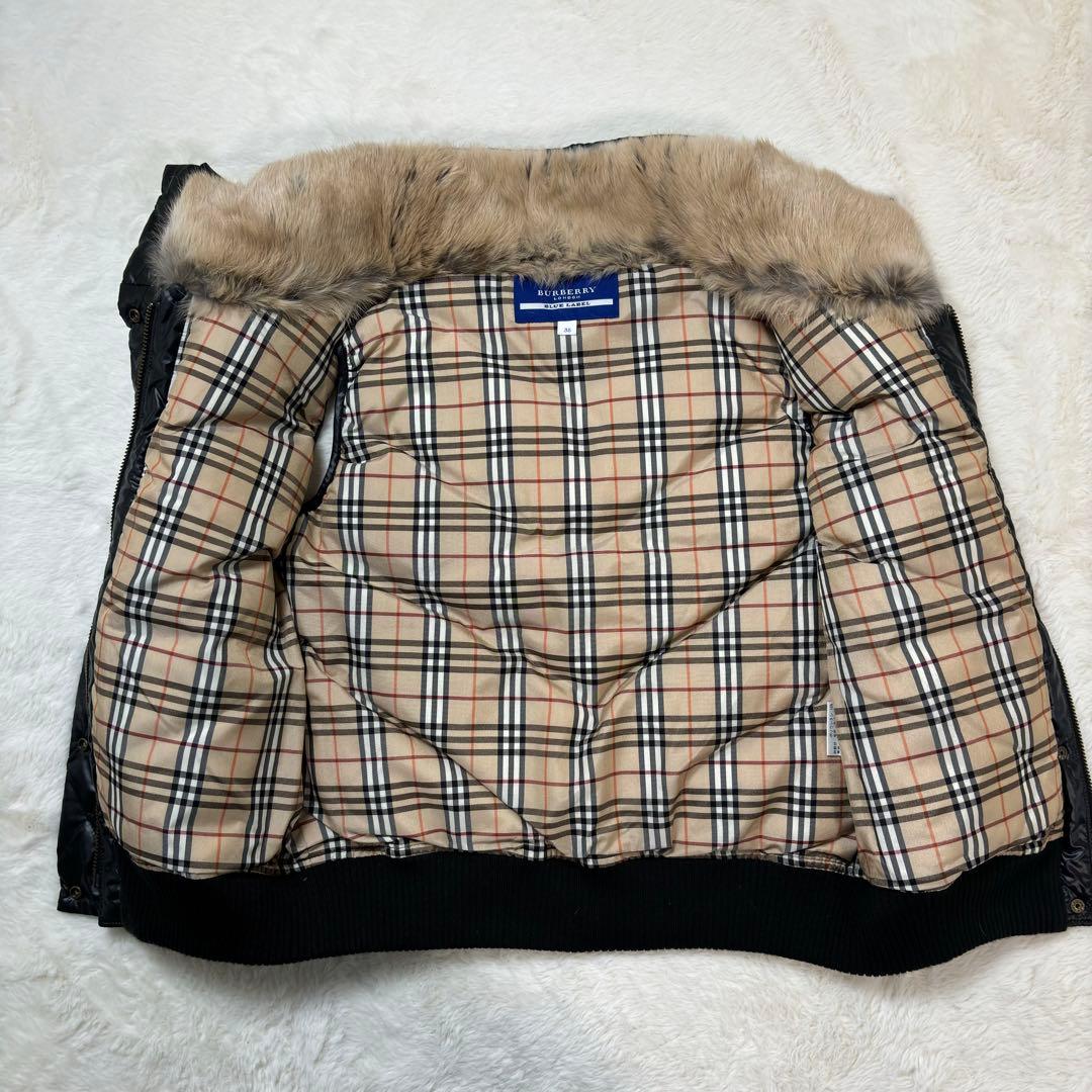 BURBERRY ラビットファー　ワッペン　ダウンベスト　黒