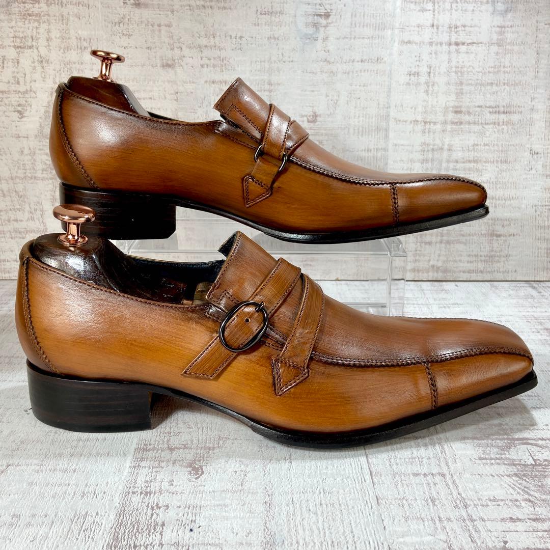 578【未使用近】KATHARINE HAMNETTダブルモンク茶 24.5cm