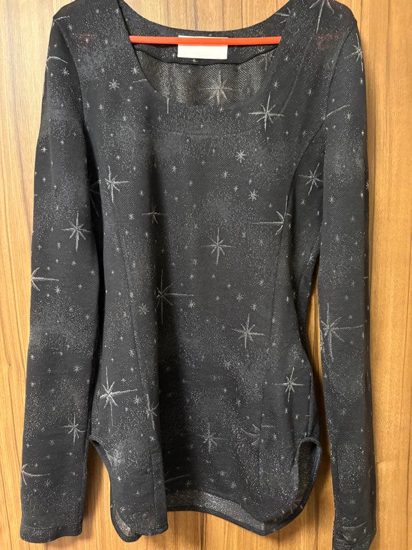 トップス Starry Jersey Square Neck Sheer Top mame