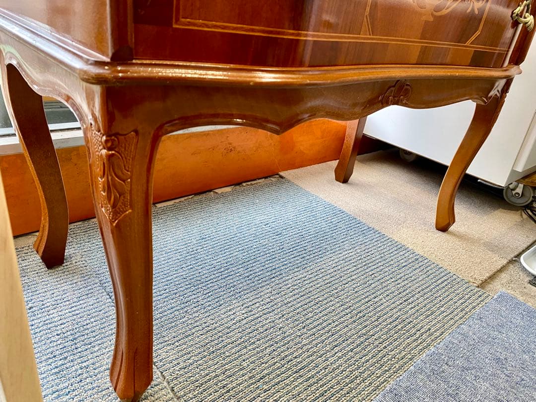 イタリア製 象嵌 机 チェスト ライティングビューロ 猫脚 鍵付 デスク