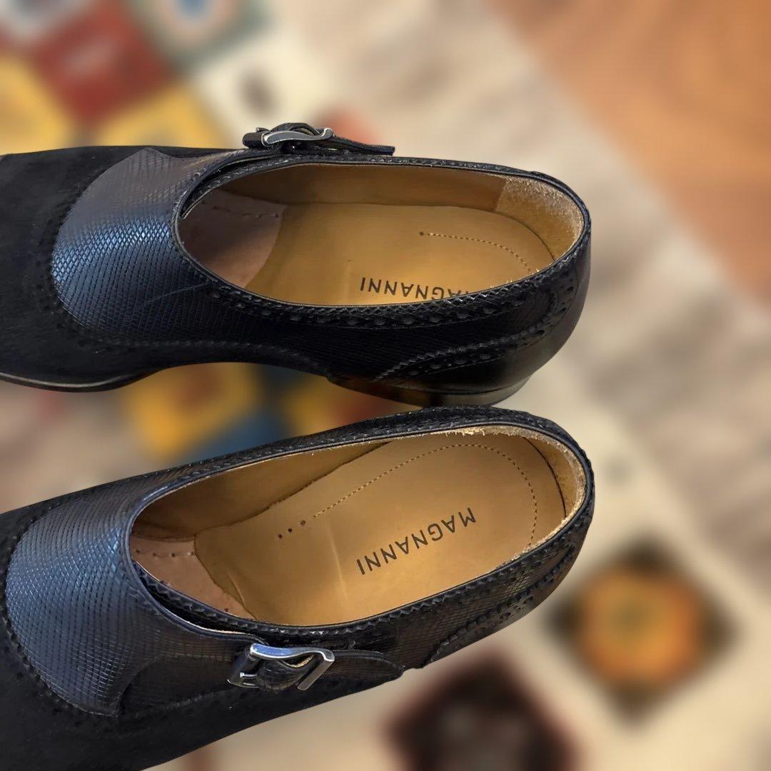 J*e様 MAGANANI ダブルモンクストラップ ビジネスシューズ ブラック