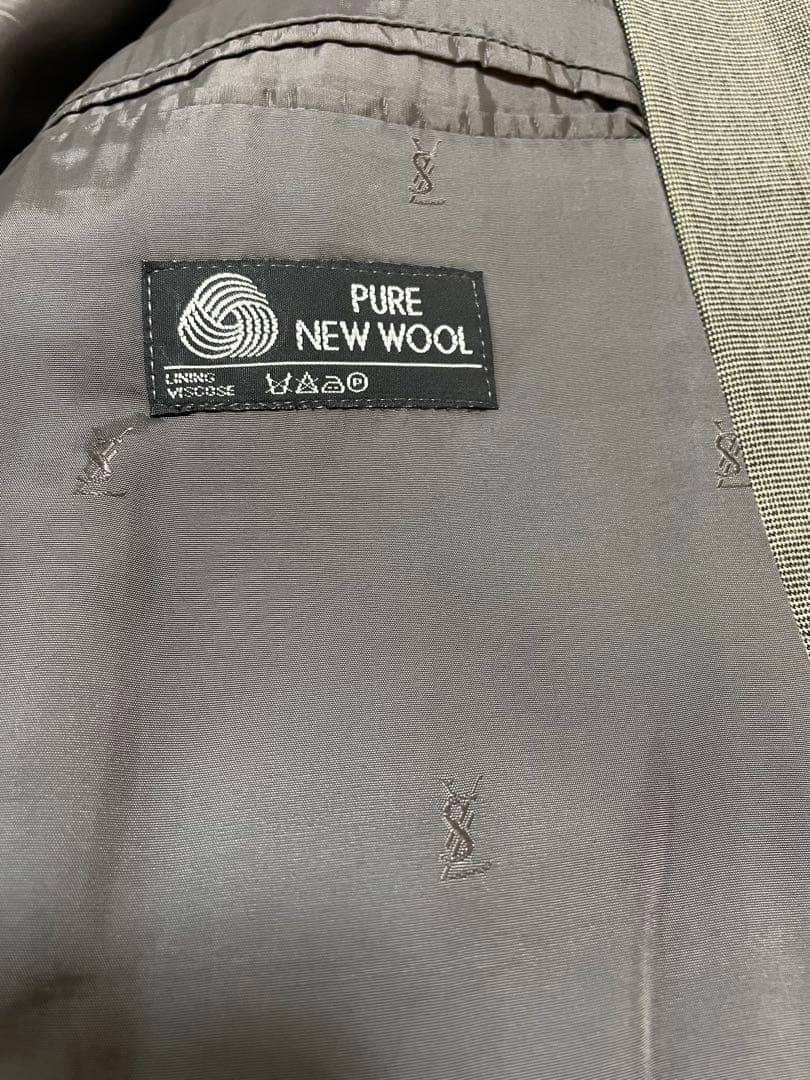 美品イブサンローランダブルブレスト グレー チェック柄 スーツ